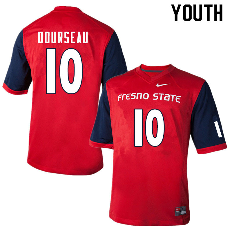 Youth #10 Shawn Dourseau Fresno State Bulldogs College Football Jerseys Sale-Red - Click Image to Close